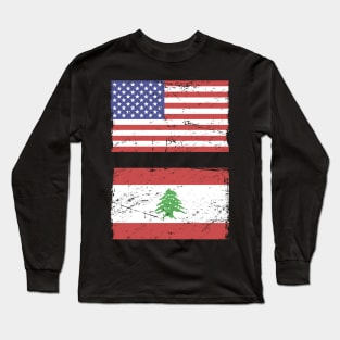 American & Lebanese Flag | Lebanon Graphic Long Sleeve T-Shirt